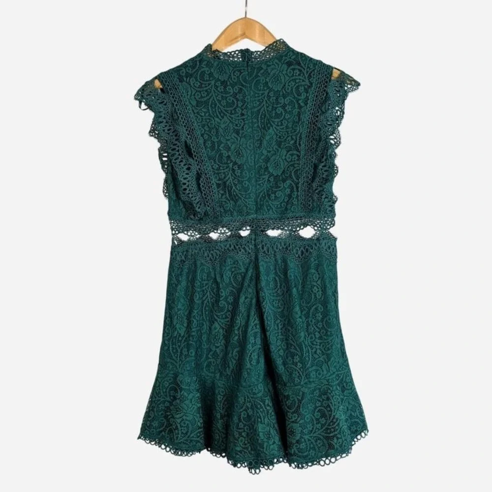 Sage Paije Worth the Chase Lace Mini Dress Forest Green NWT Large - Picture 4 of 10